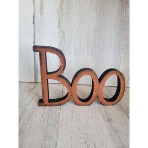 Wooden Boo Halloween letter sign home decor orange